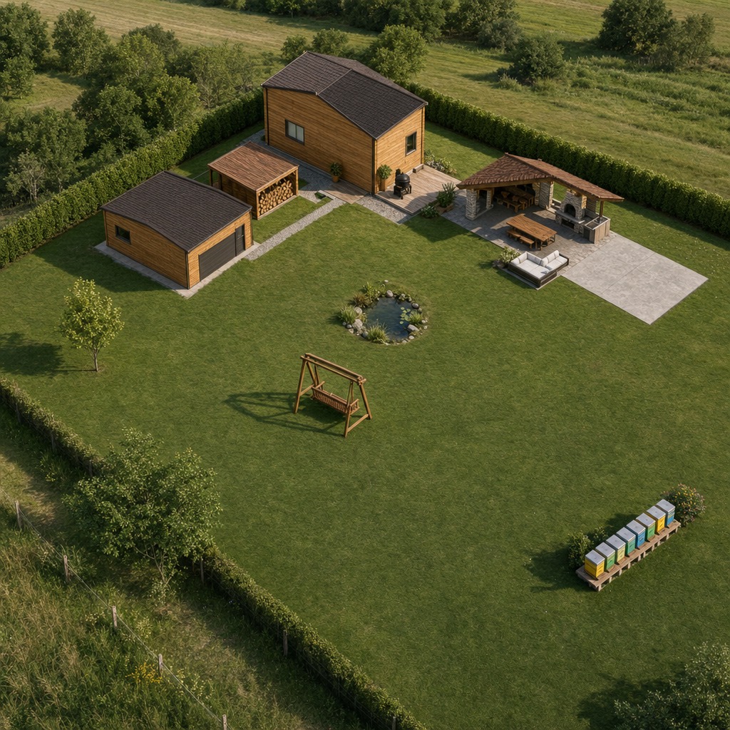Realistični render okućnice izrađen iz Planner 3D nacrta s odabranim materijalima